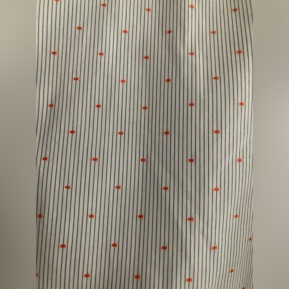 LANDS' END Blue White textured SUPIMA cotton NO IRON button front Pinstripe 10 - Picture 2 of 9